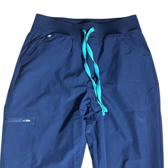 Figs women’s medium tall Zamora freex scrub pants navy w teal drawstring new - Picture 2 of 6